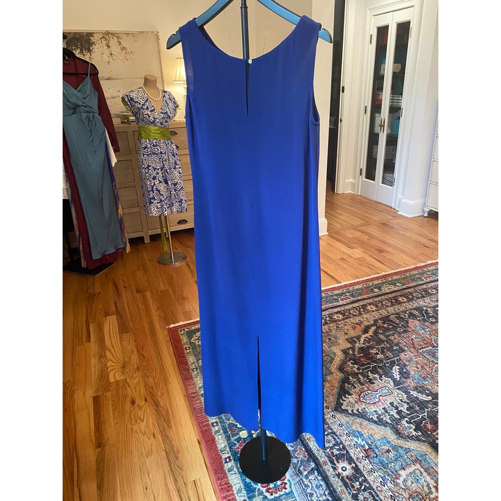 Cynthia Howie for Maggy Boutique Blue 100% Silk Sleeveless Maxi Dress Size 8 - Picture 9 of 11